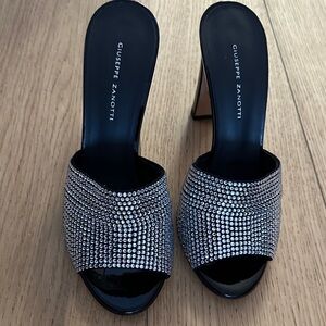 Giuseppe Zanotti Black Heels with Silver Embellishments